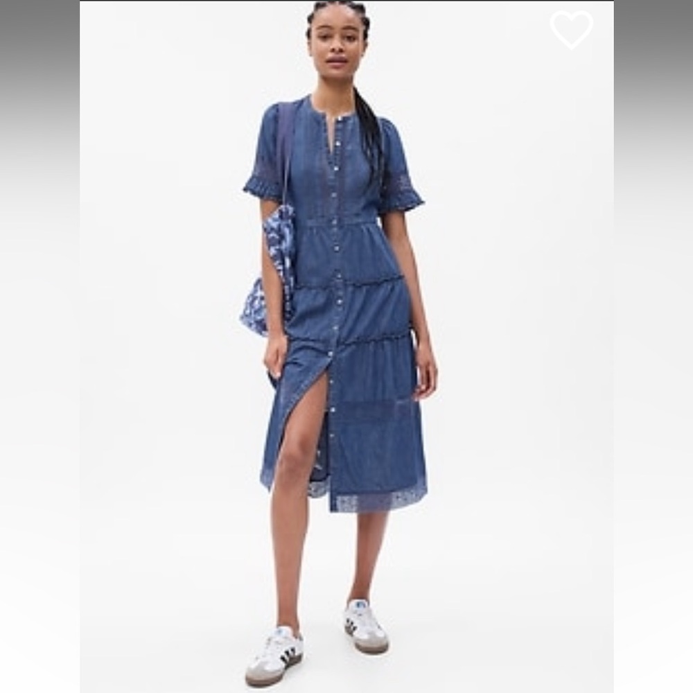 Gap × LoveShackFancy Denim Tiered Midi Dress with Washwell